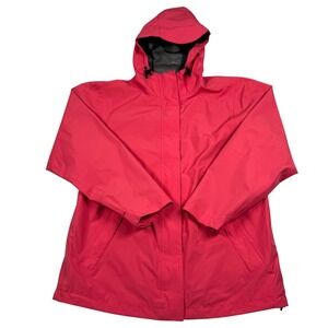 Lands End Goretex Rain Jacket Womens Medium Pink Waterproof Hooded Shell 62860